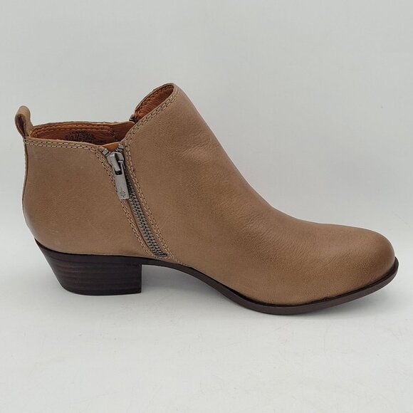 Lucky Brand Basel Women's 8.5 Ankle Boots Booties Leather Zip Light Brown - Picture 3 of 12